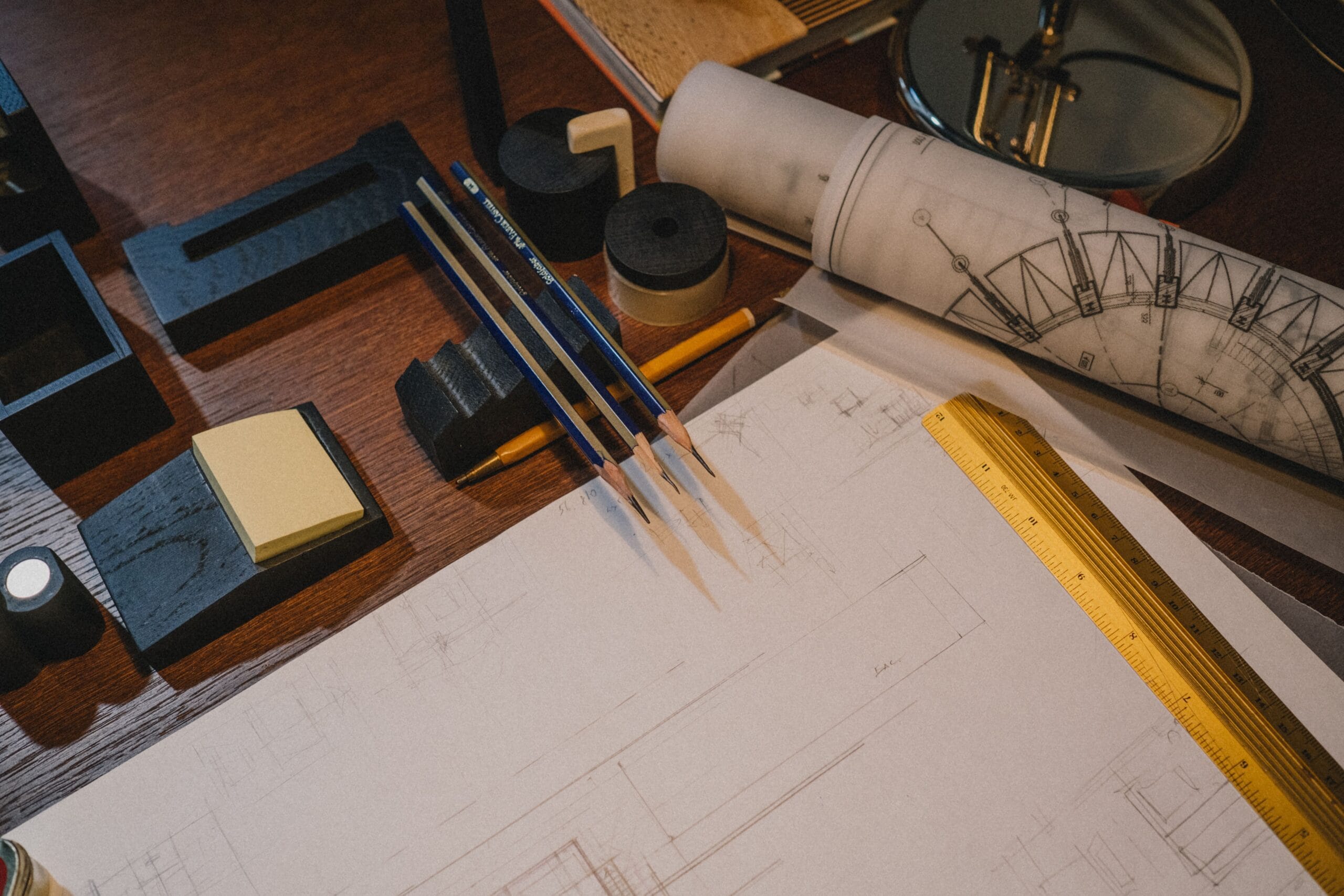 Blueprints representing the work ahead.